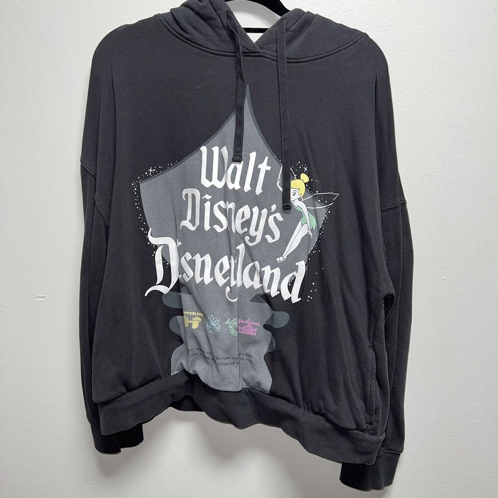 Disney Disneyland 100 Year Semi Cropped Walt Tinker Bell Hoodie Sz M Sweatshirt